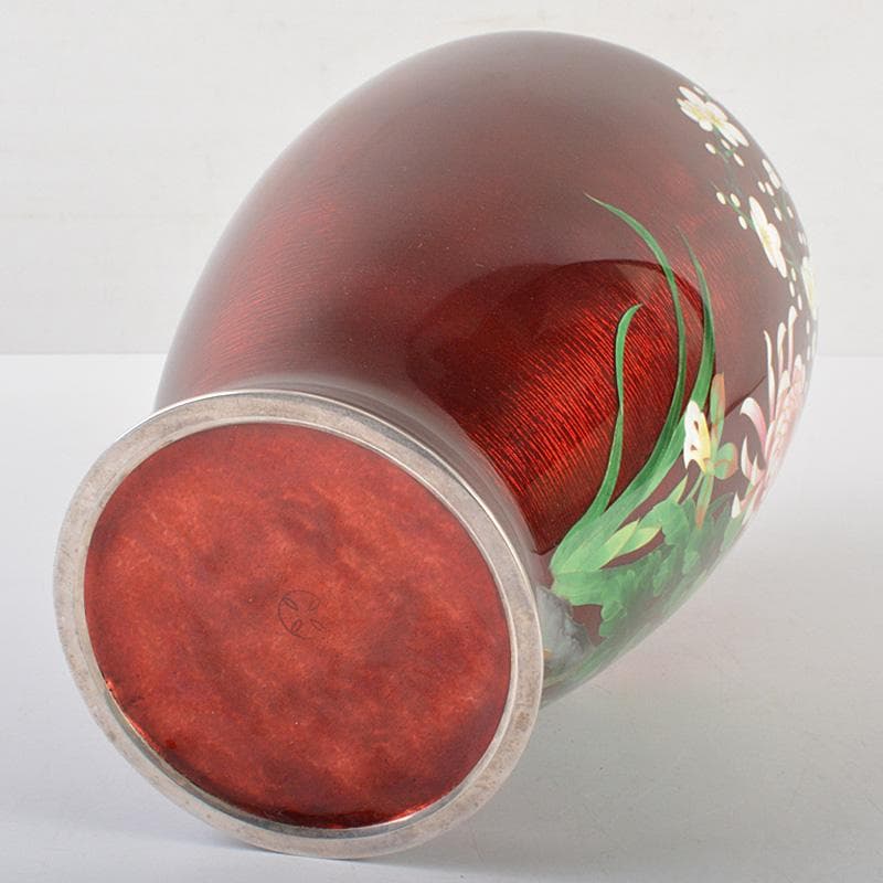 七宝焼 安藤七宝店 純銀刻印 透釉 四君子文 花瓶 M R7023 - メルカリ