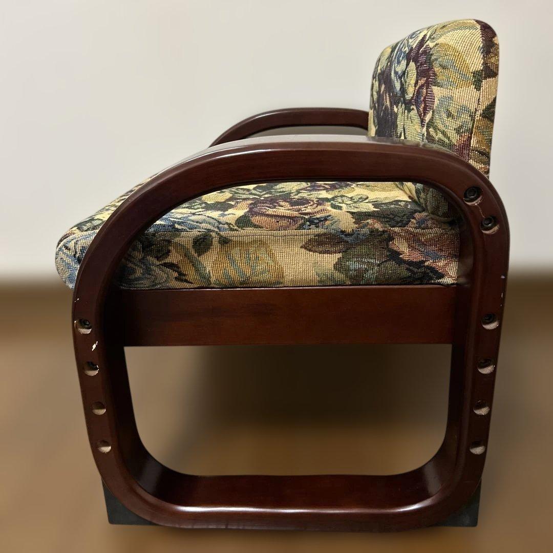木製座椅子 昭和レトロ 花柄ゴブラン織りアームチェア ウッドチェア