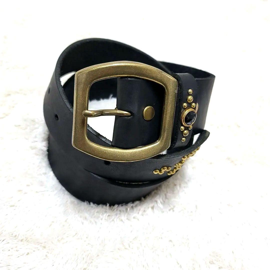 希少 ロイスト ROIST スタッズ ベルトブラックストーン 装飾 レザー