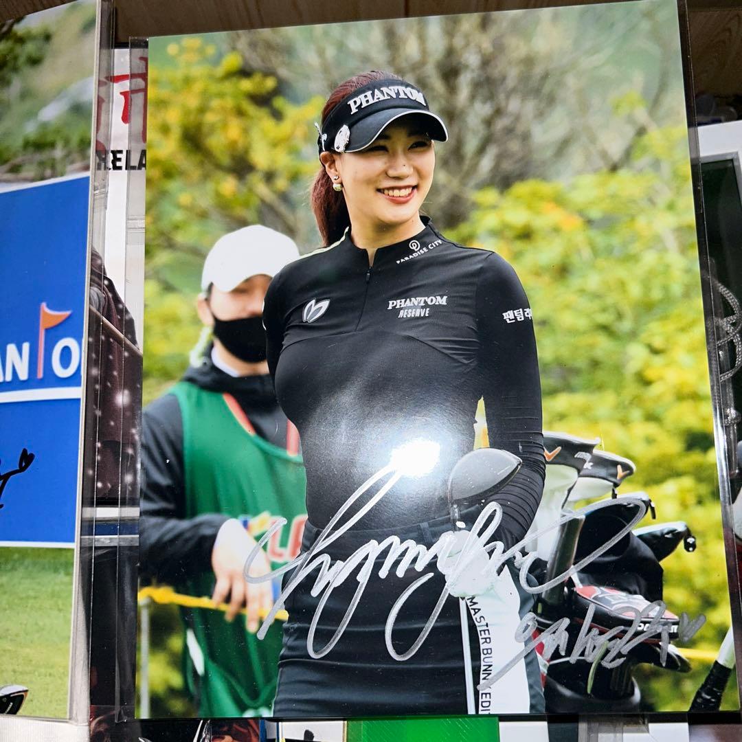 超レア】人気美女ゴルファー、ユ.ヒョンジュ直筆サインフォト3枚【証明