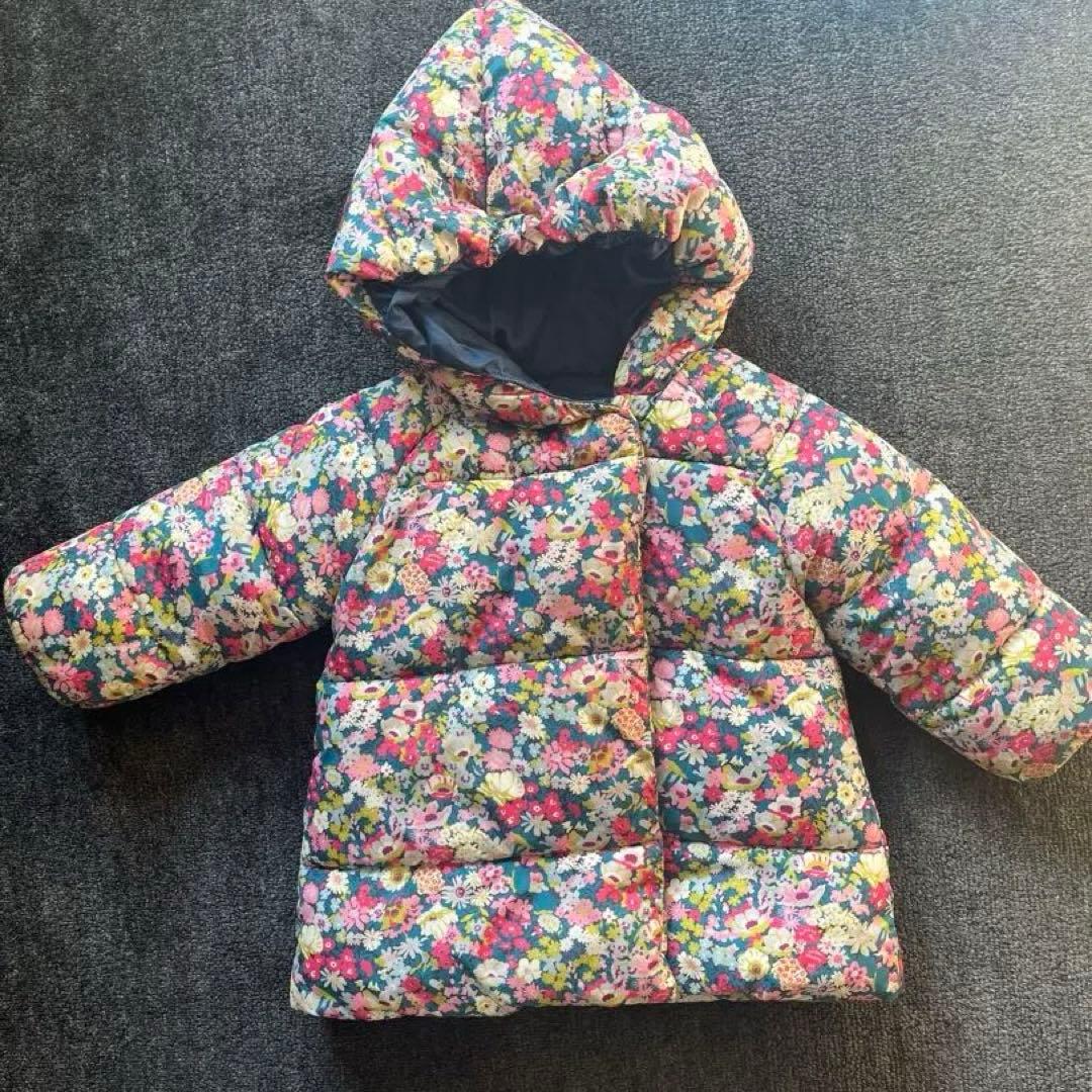 jacadi 花柄フード付きダウンコート 90cm jacadi 花柄フード付きダウンコート 90cm