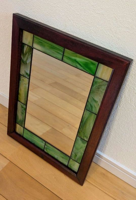 貴重 J.PRESS New Haven アメリカ製 ステンドグラス装飾ミラー ステンドグラスの鏡 イエロー（八角形）｜四季彩