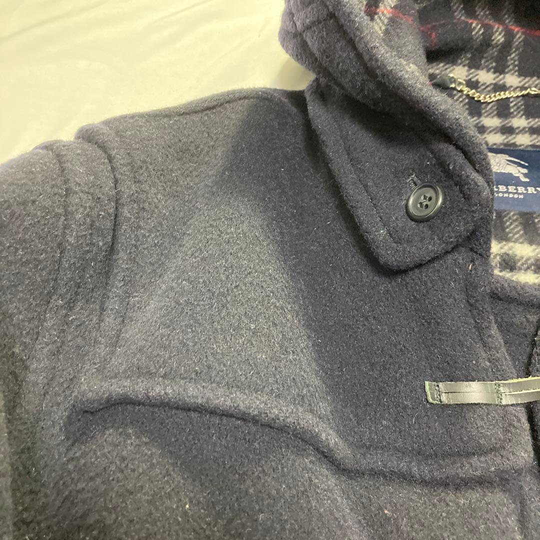 BURBERRY ダッフルコート ネイビー ノバチェック ウール 英国製 XL