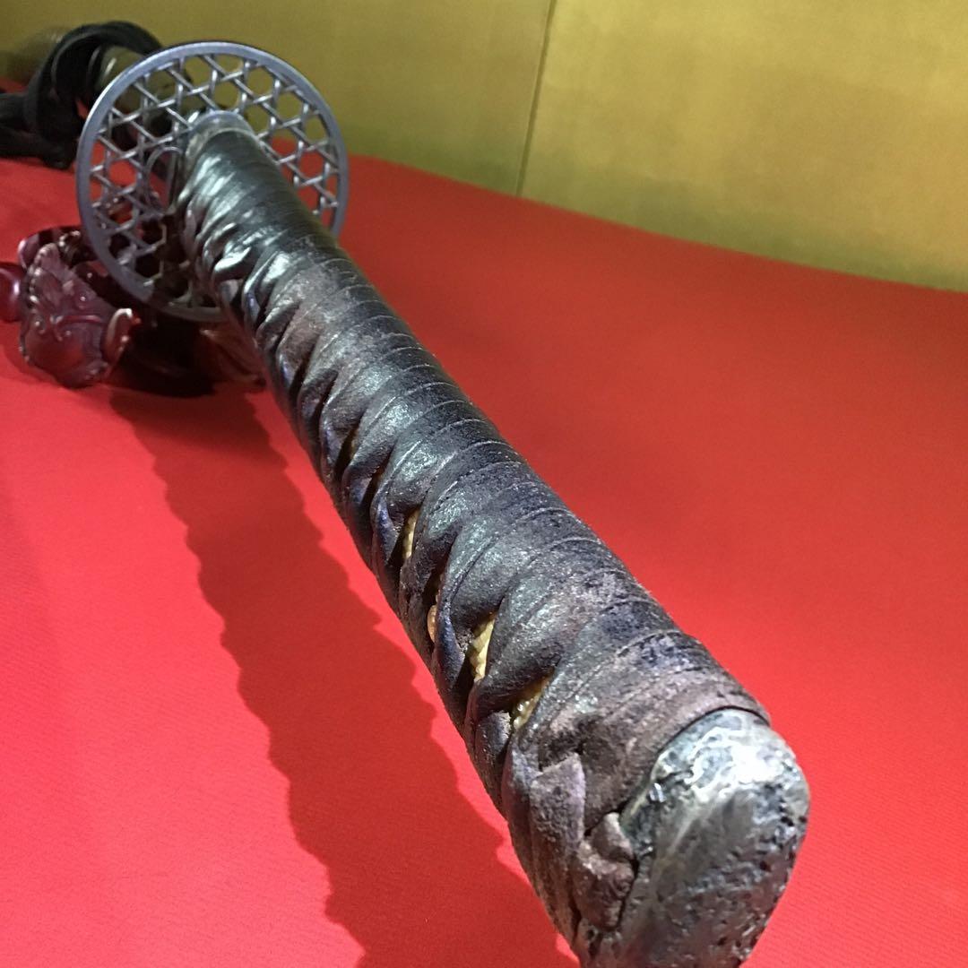印籠鞘拵　革巻柄　京透鍔　銅地色絵象嵌飛龍目貫　高級居合刀 印籠刻昆虫図螺鈿据文象嵌鞘打刀拵 Blade and Mounting for a Sword