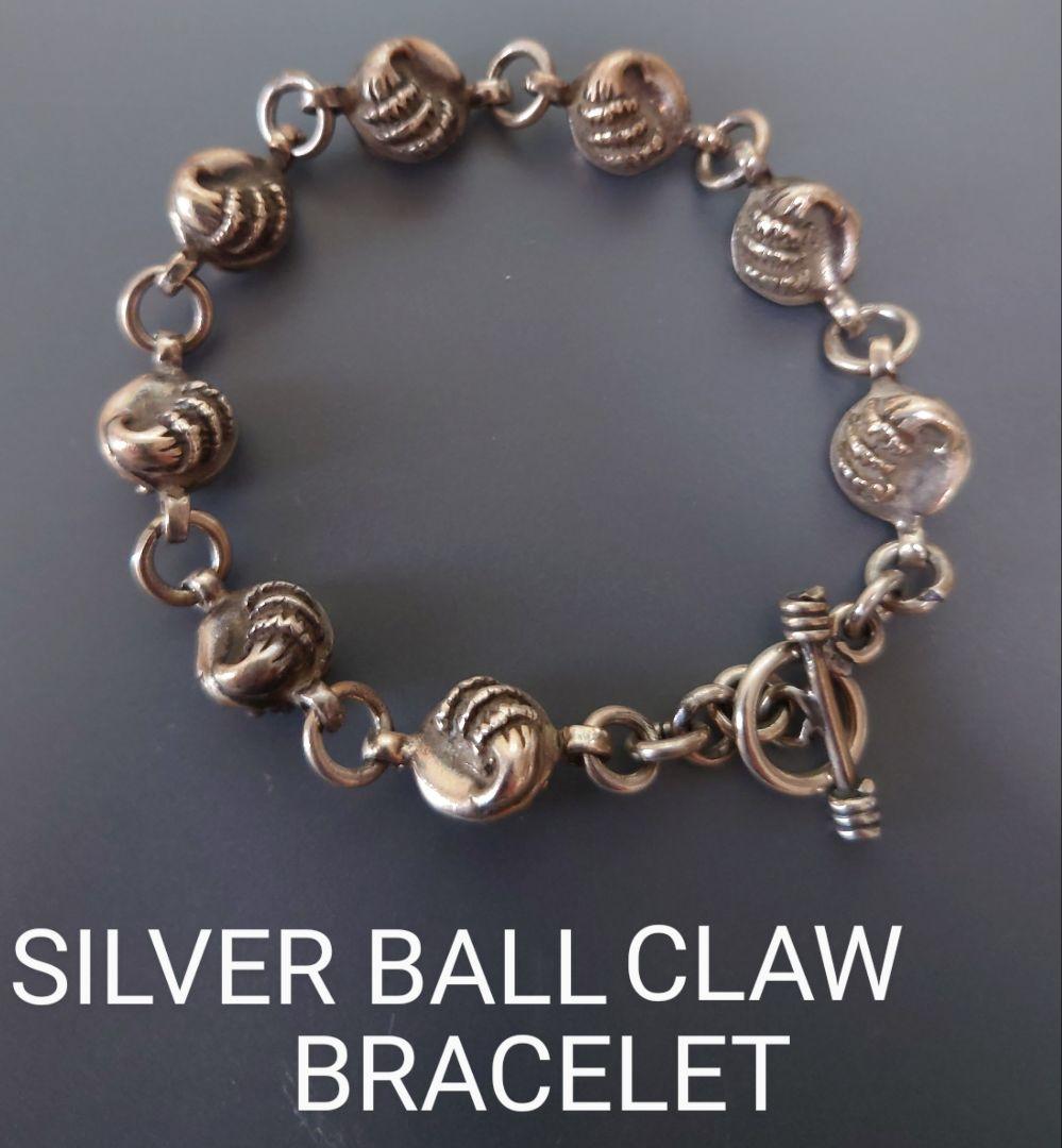 アクセサリー Silver Ball Claw Bracelet Beaded Silver Ball Bracelet x 30mm Wide - Keeper Ring Style