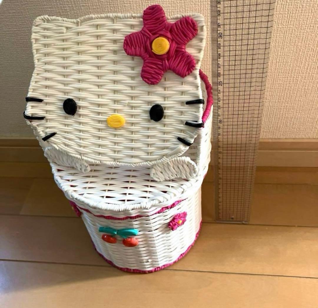 キティ 藤風カゴ 小物入れ 編みかご 激レア 当時物 平成レトロ レトロ レア