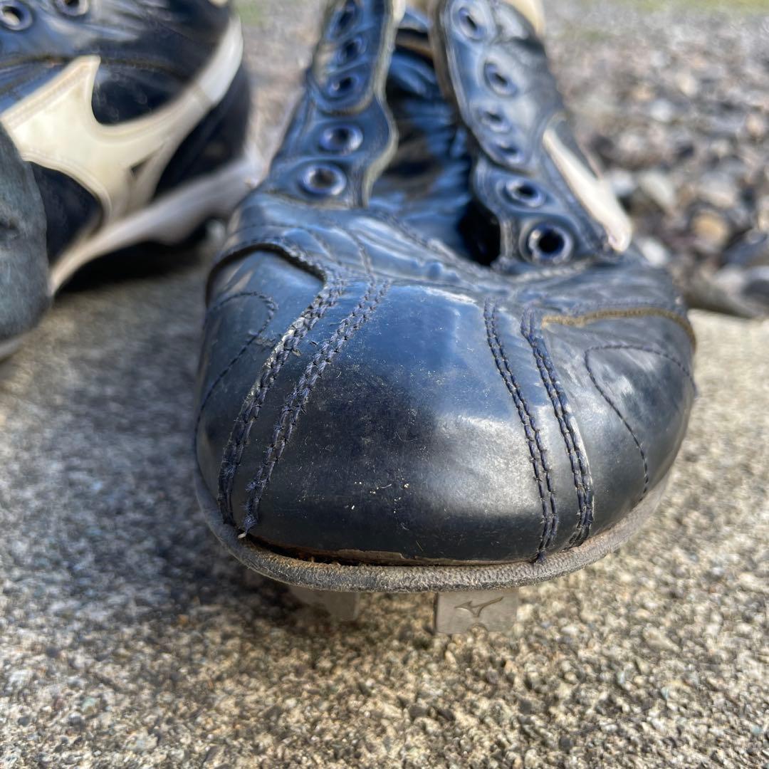 ミズノプロ 26.0cm プロ支給品 実使用 スパイク ネイビー ホワイト 野球