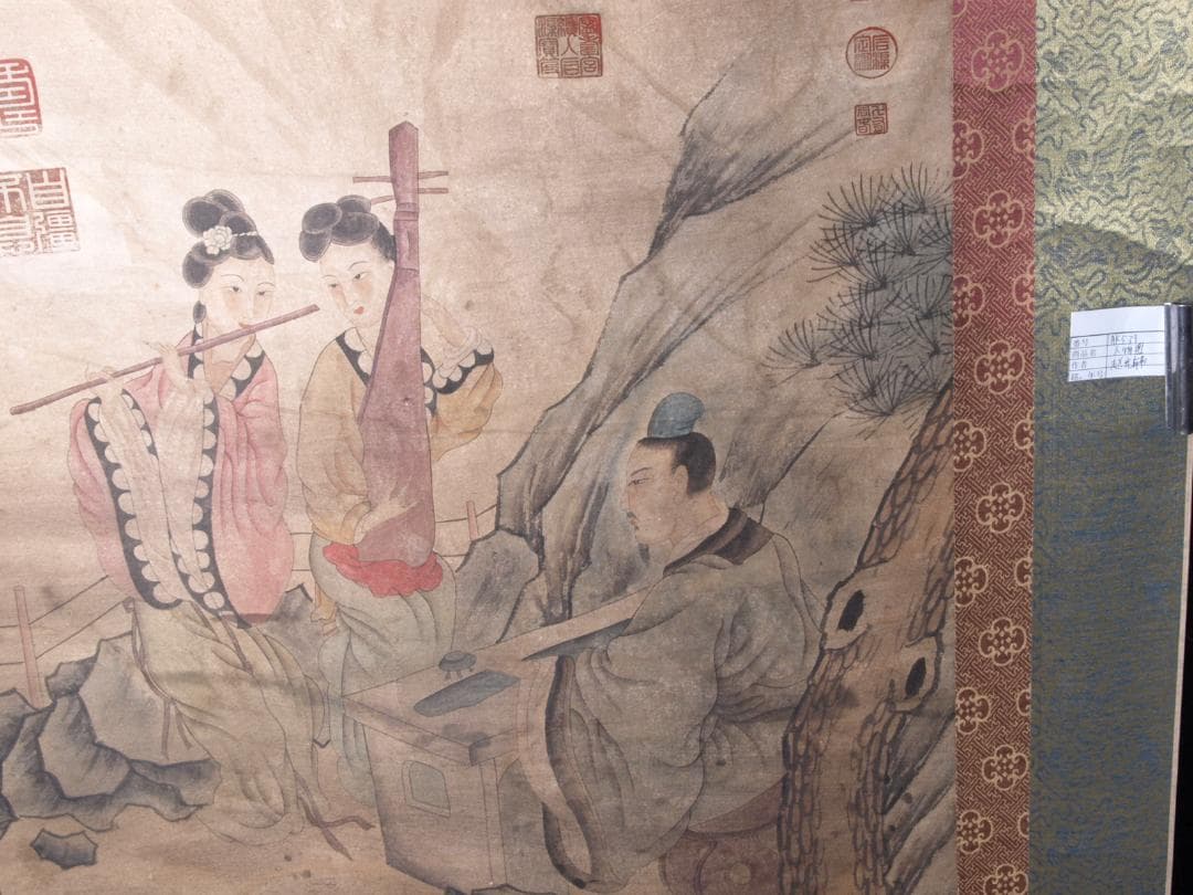 古民家整理品 中国五代作家 巨然作 掛け軸 肉筆水彩絵 AK538A14-3