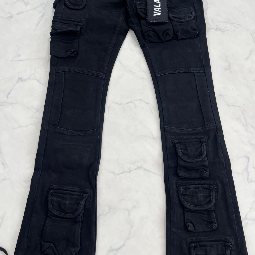 バラバサス valabasas ブラックカーゴ スキニーフレアデニム 新品 29