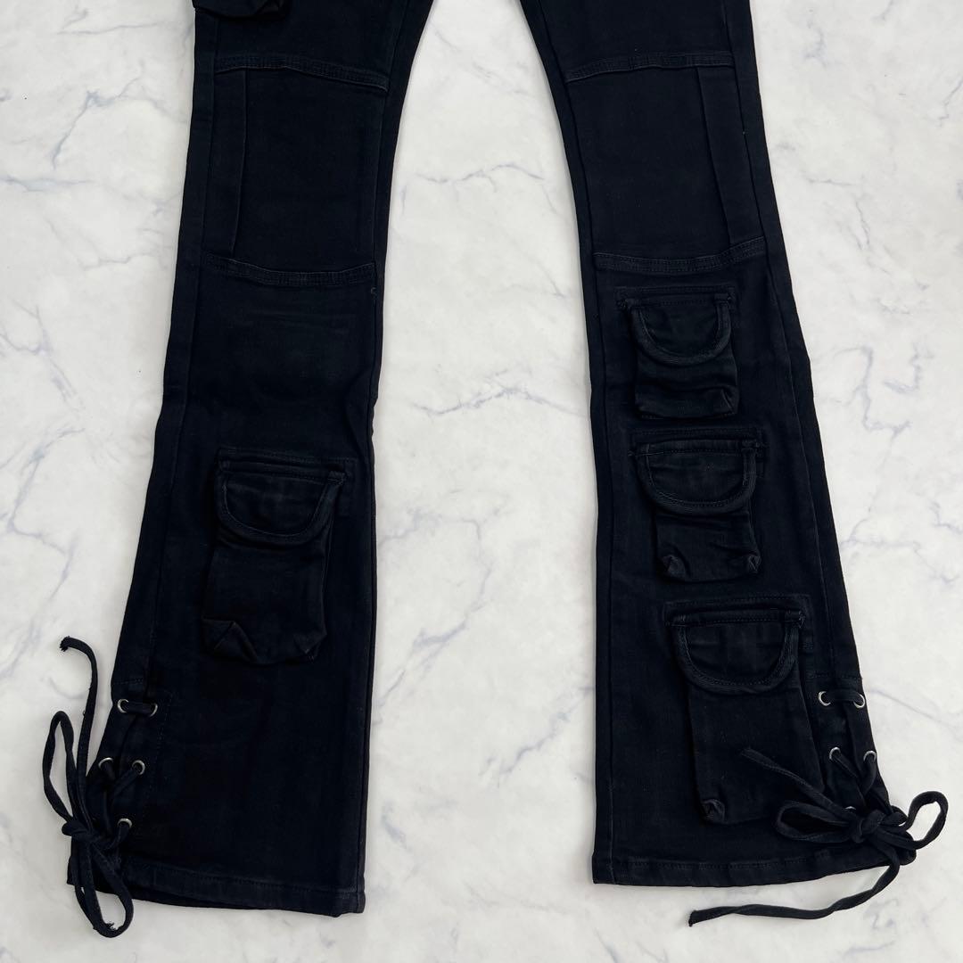 バラバサス valabasas ブラックカーゴ スキニーフレアデニム 新品 29