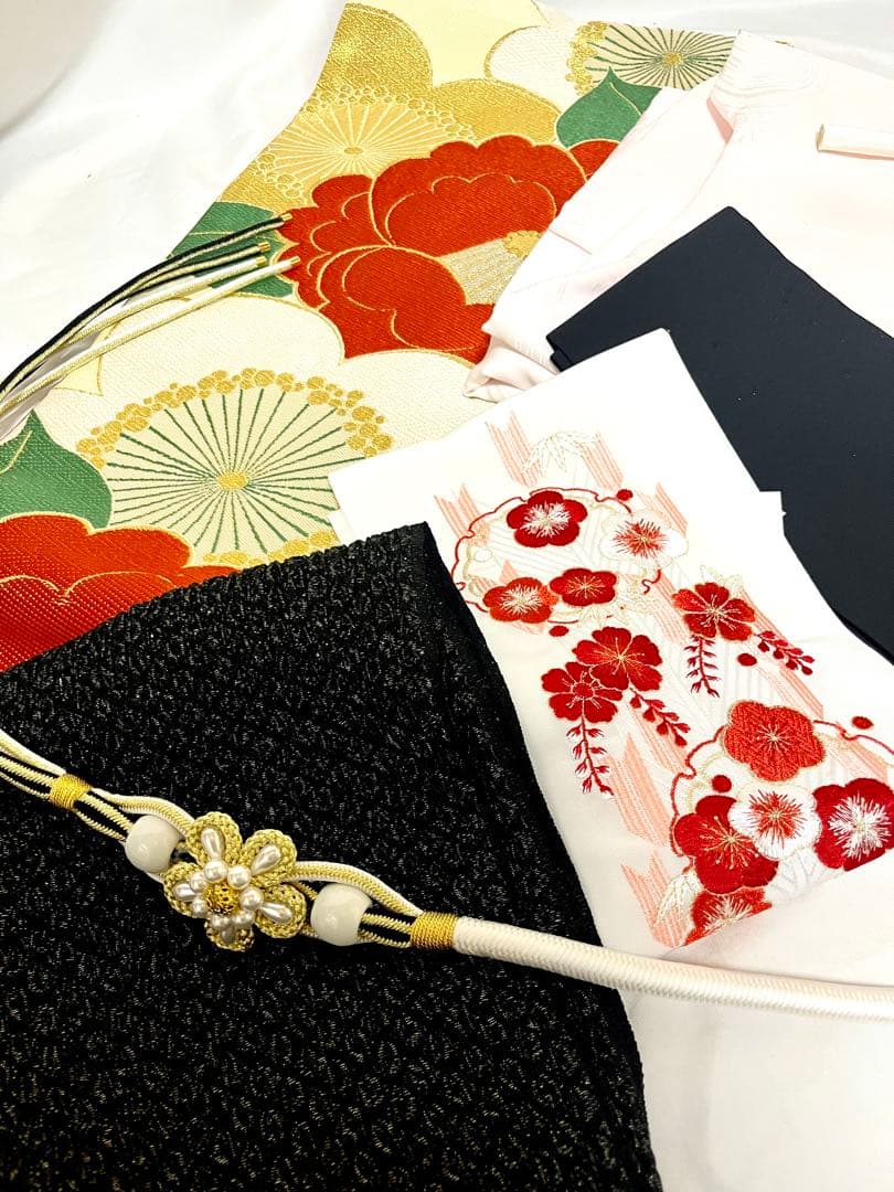 美おり】FR52157 振袖 正絹 振袖フルセット 7点セット 成人式 赤✖️黒