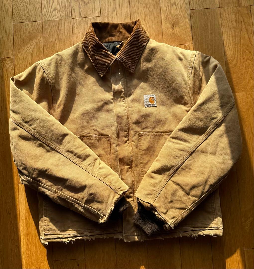80s 100周年記念　Carhartt トラディショナルジャケット 古着 80s USA製 Carhartt 100周年 アニバーサリー 裏地 ストライプ