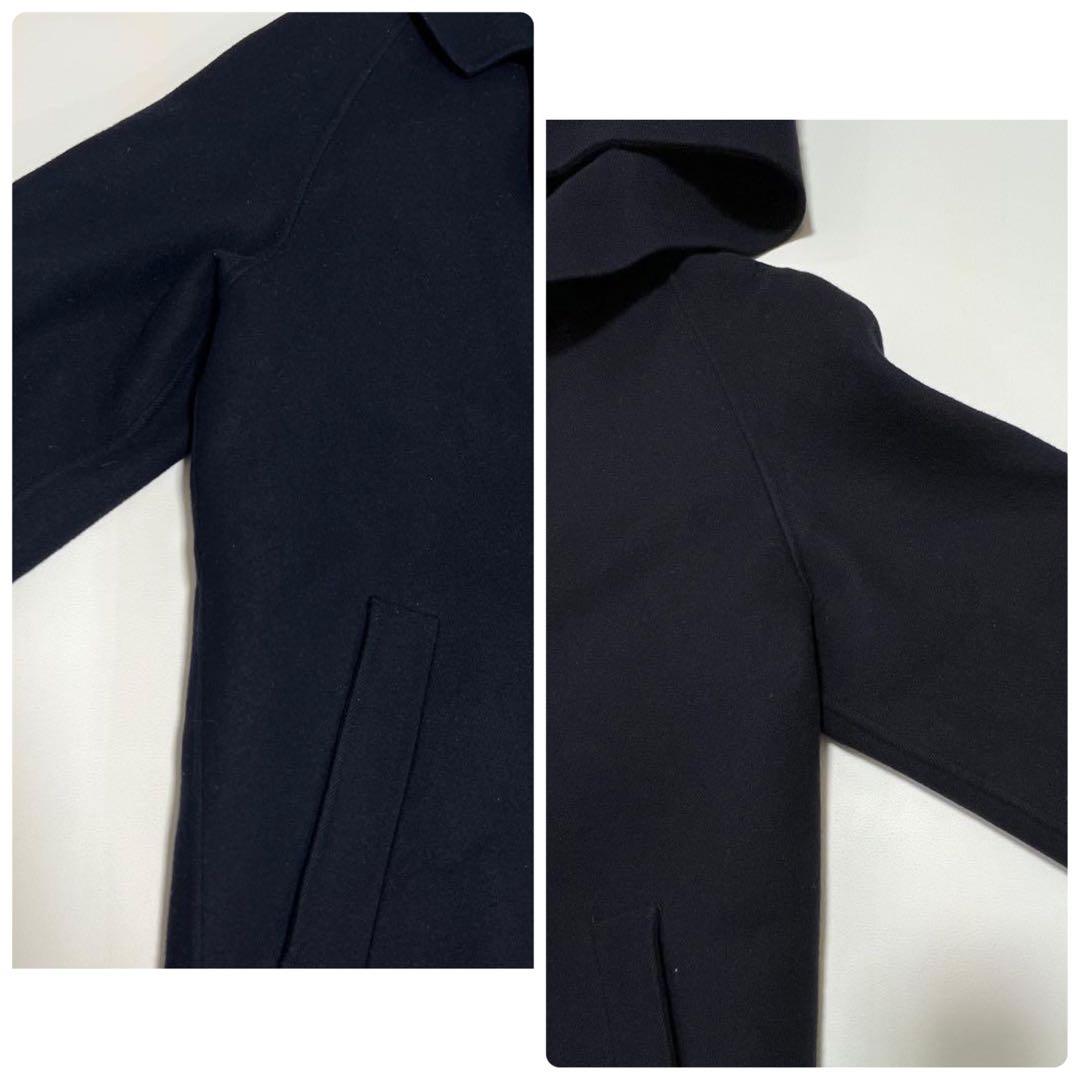 美品✨GALERIE VIE ライトメルトン フーデッドコート カシミヤ混 紺
