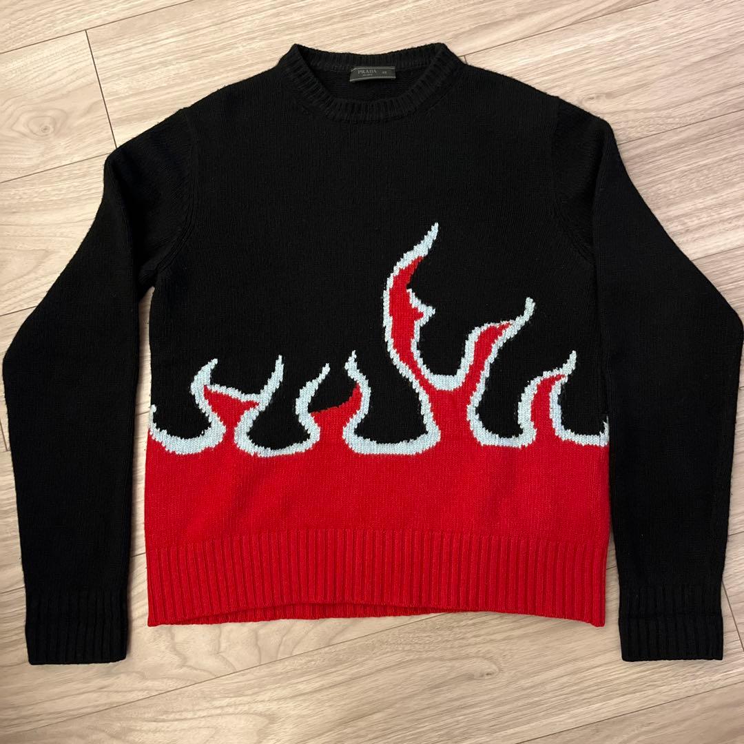 PRADA ファイヤーモチーフ　ウールカシミヤニット PRADA/プラダ_Men通販 | ウールxカシミヤ クルーネック セーター【送料