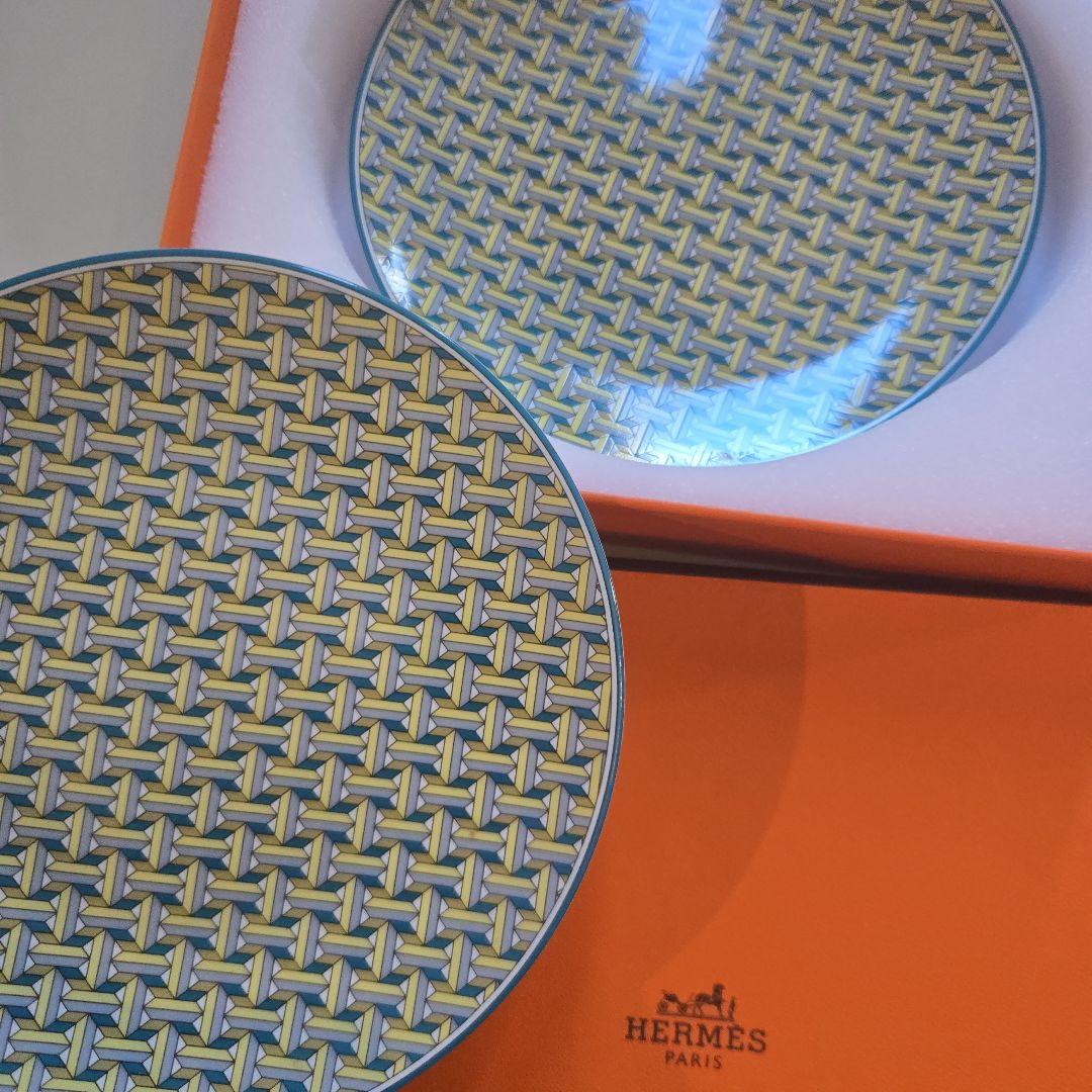 未使用　HERMES　エルメス　プレート　皿　2枚セット　TIE SET 箱付き her-78rak1si.jpg