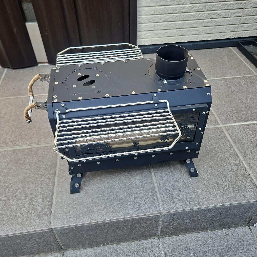 薪ストーブ 黒 収納バック付き 窓付き - メルカリ