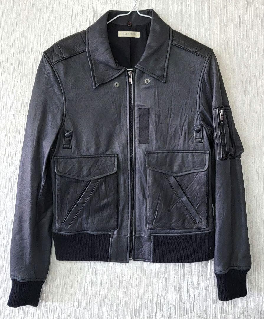 DUPRE　レザージャケット　ラム子羊革 特価品】ミリタリーレザージャケット（羊革）ウォッシュ加工｜革製品