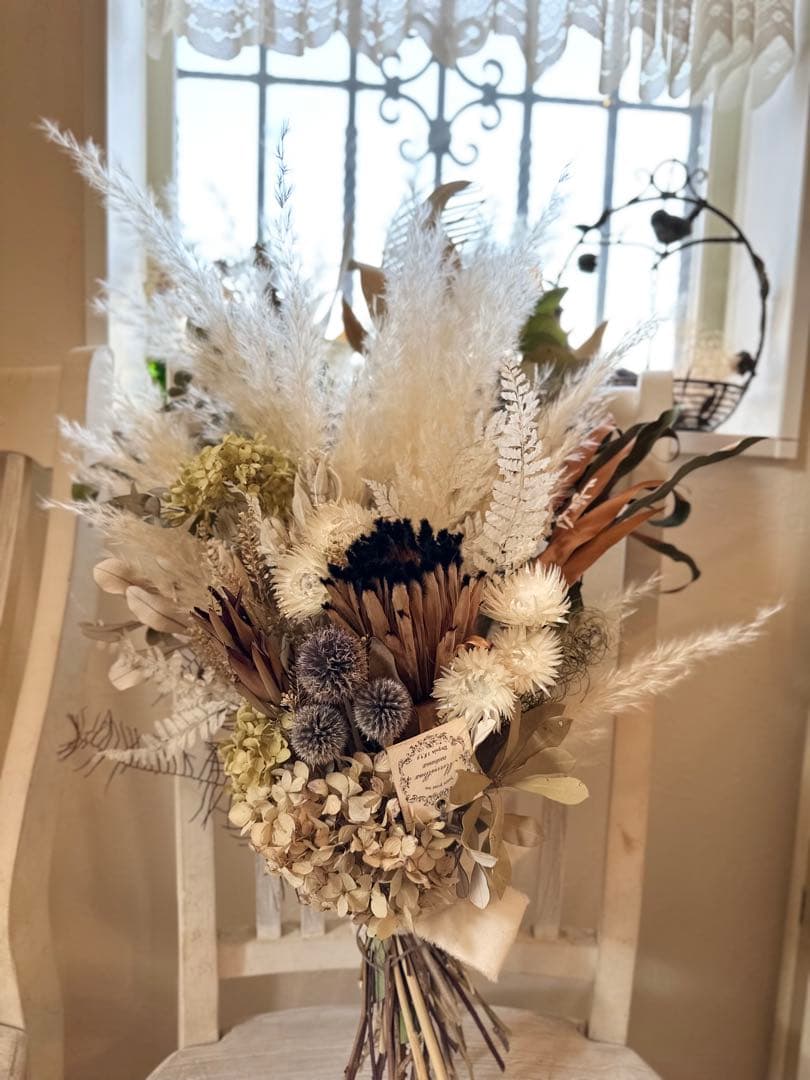 プロテアとパンパスグラスのアンティークスワッグ＊ 73㌢ ネイティブ