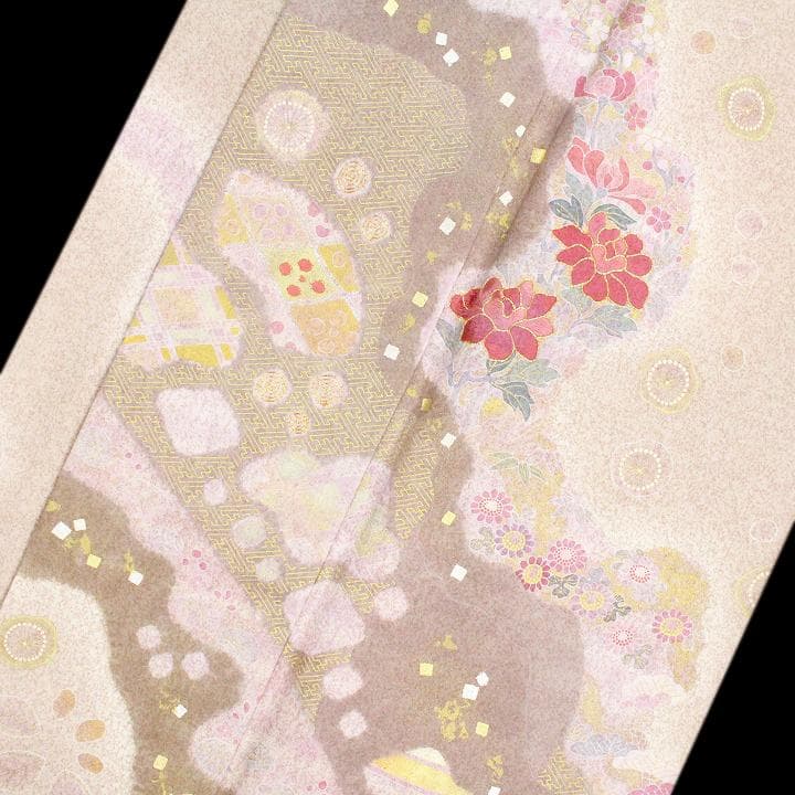 裄67cm 京友禅【松井青々】 【手描き本友禅染】と【日本刺繍