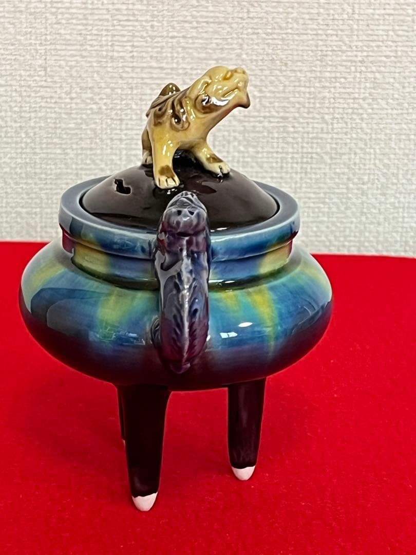 人間国宝 柳雨軒 三代 徳田八十吉(正彦銘) 彩釉 香炉 管理T148