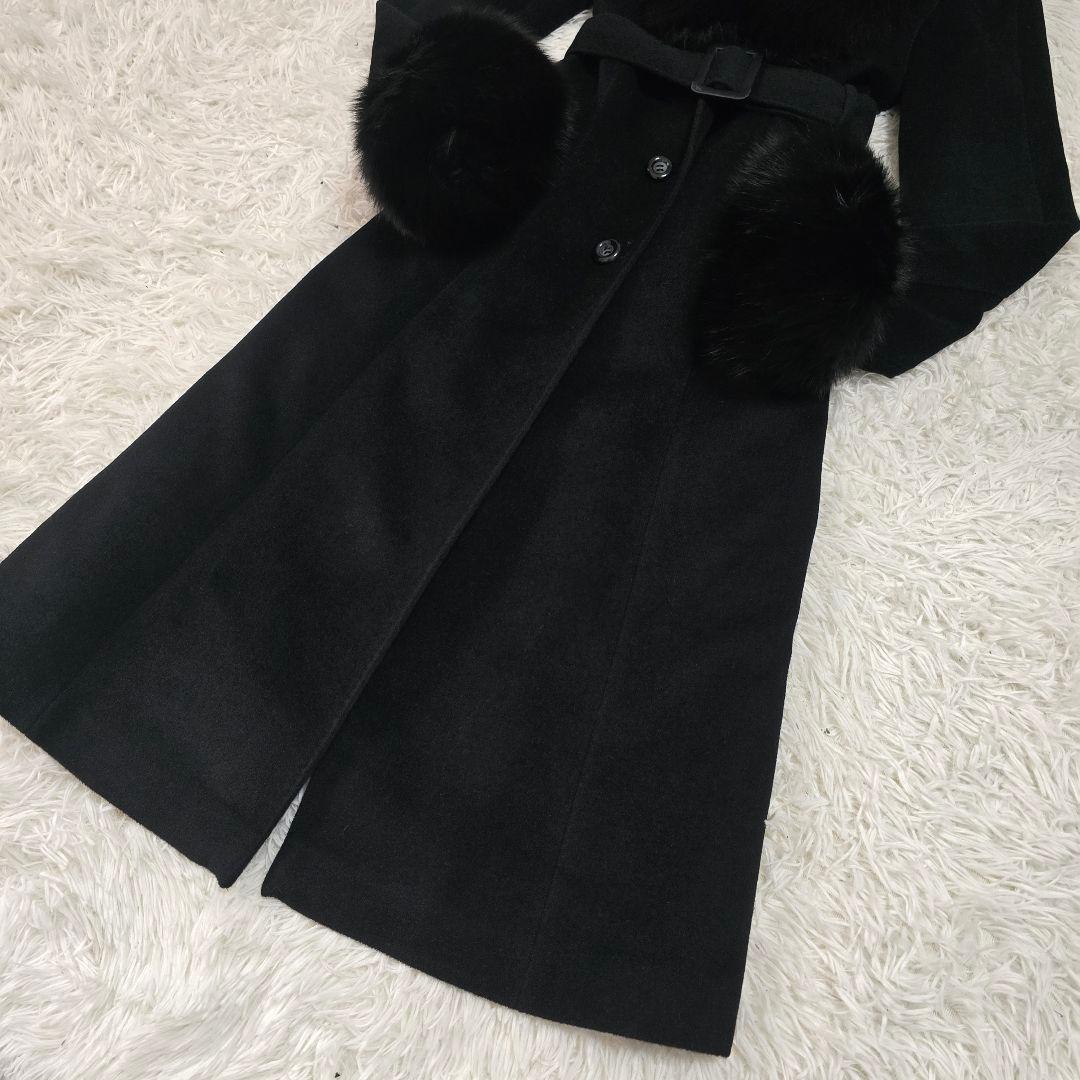 美品✨マテリア ロングコート フォックスファー アンゴラ 38 ブラック