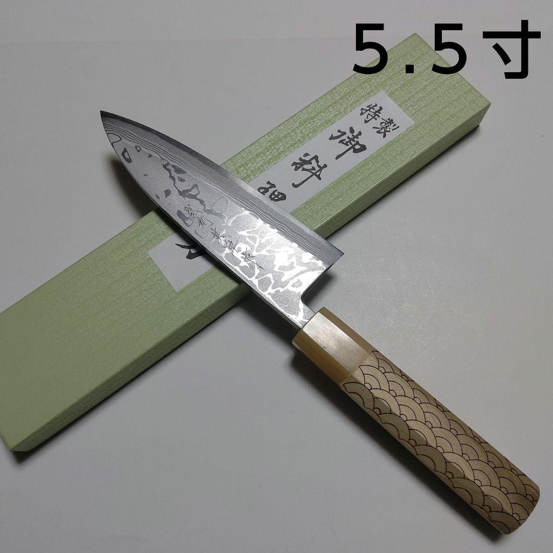 片刃包丁 出刃① 北岡英雄作 北岡 英雄 青ニ鋼 ダマスカス 出刃包丁 165mm 紫檀柄 – 清助刃物 Japan