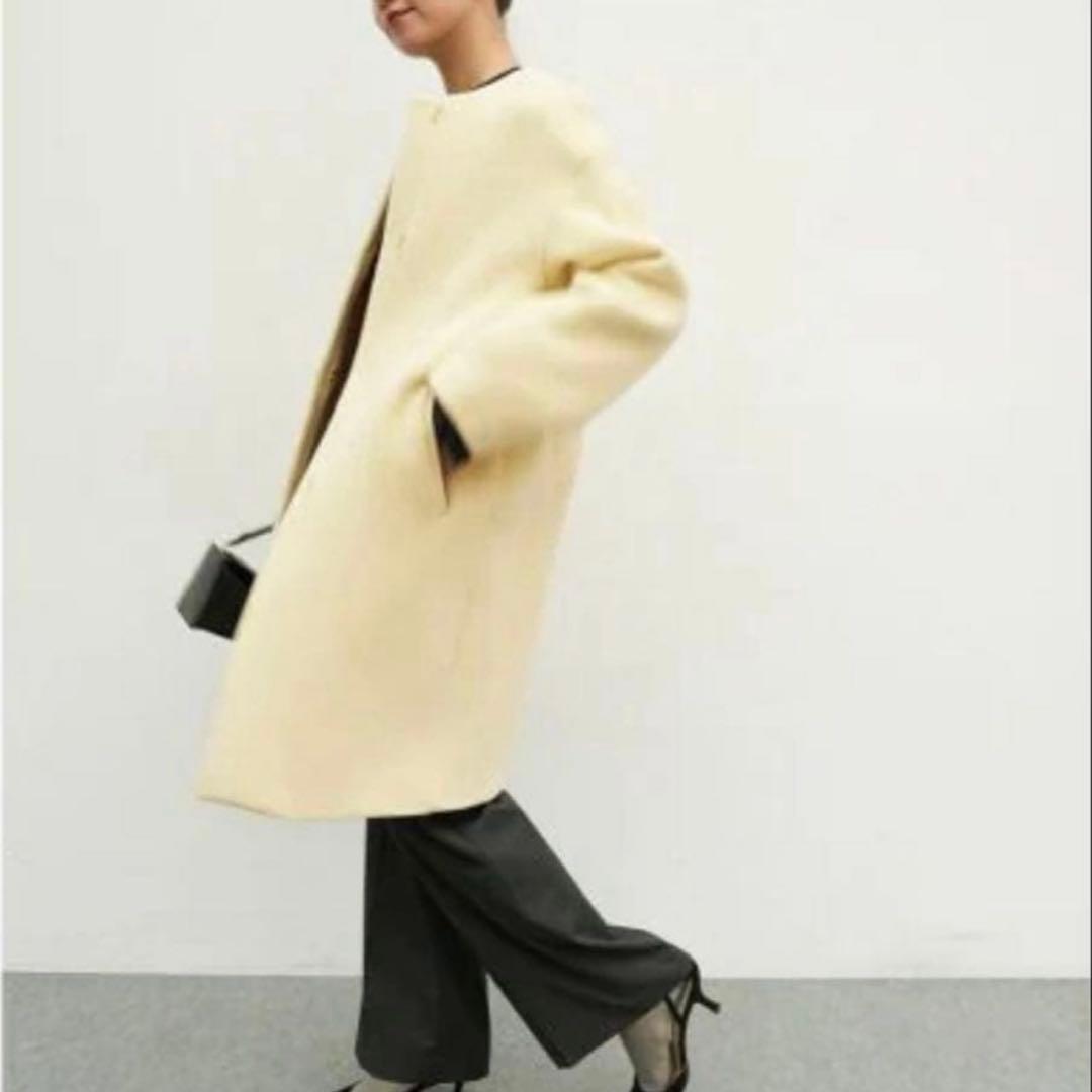 美品✨IENA イエナ ラムウール ノーカラーコート 38 レモンイエロー