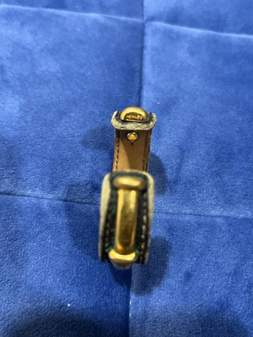 vintage HERMES レザーカフ ブラックxゴールドバングル - メルカリ