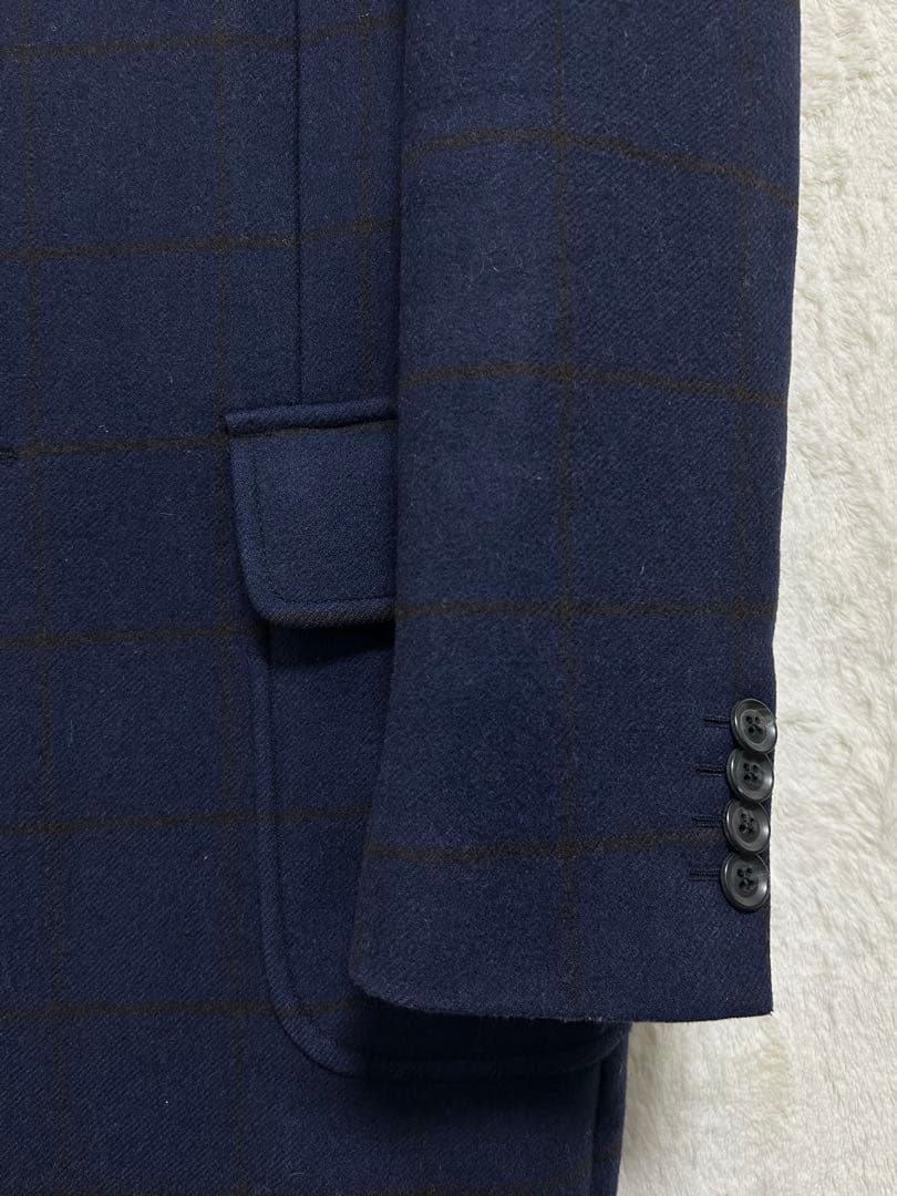 【美品】L.B.M.1911 メンズ チェスターコート 48 L ブルー×茶
