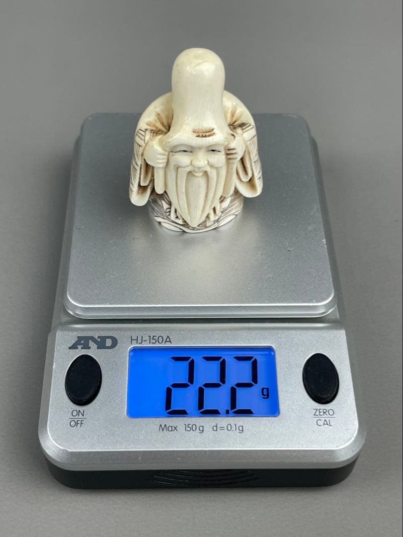 時代根付 極上細密彫り白材 マンモス牙製 作家物 中国美術 寿老人 仙人