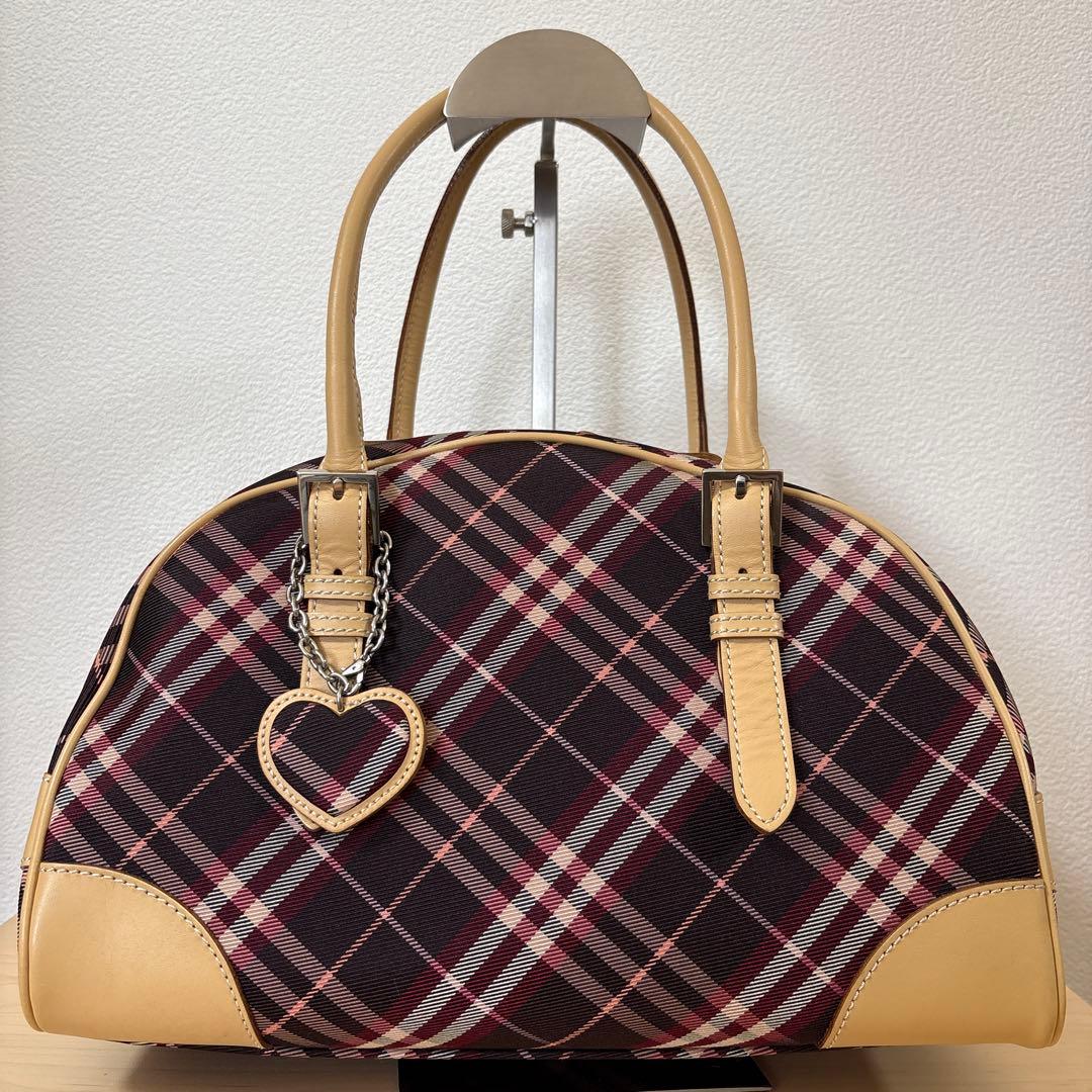 美品✨ バーバリーブルーレーベル チェック ミニボストンバッグ ハート