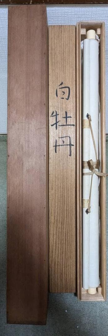真作】掛軸 高橋周桑 白牡丹 静寂の美 花鳥画 名品 二重箱入