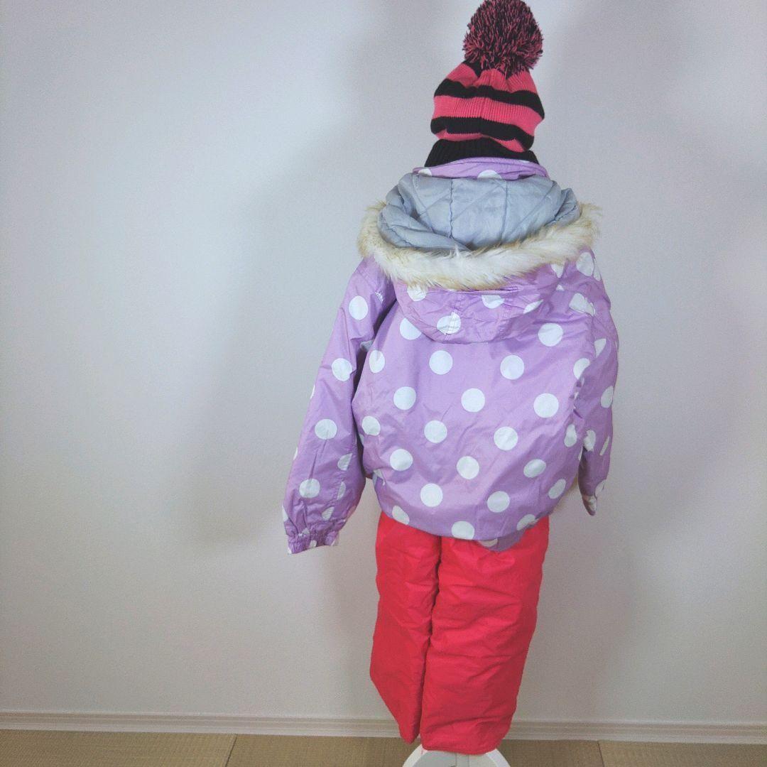 スキーウェア 140cm 女の子 キッズ 子供 ピンク ドット グローブ 他の