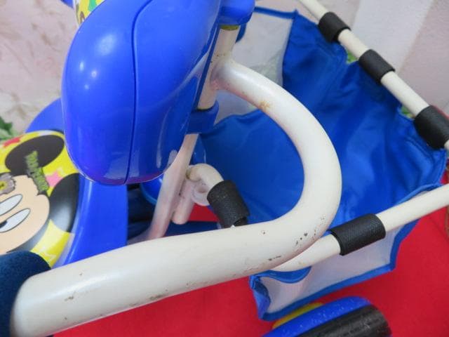 22FF1333 ミッキーマウス 手押し三輪車 ブルー ☆ミッキー三輪車