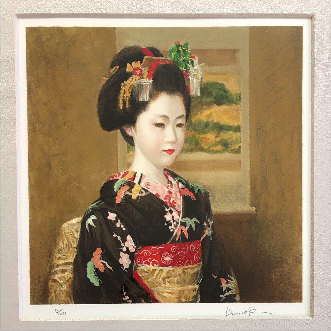 リトグラフ 小松崎邦雄 稲穂の舞妓 上野松坂屋開店220年記念