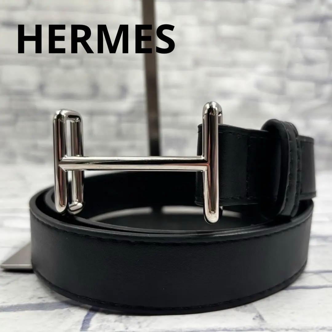 希少美品✨ エルメス ベルト コンスタンス Hバックル 黒 シルバー金具 エルメス ベルト シルバー金具 Hバックル コンスタンス メンズ HERMES