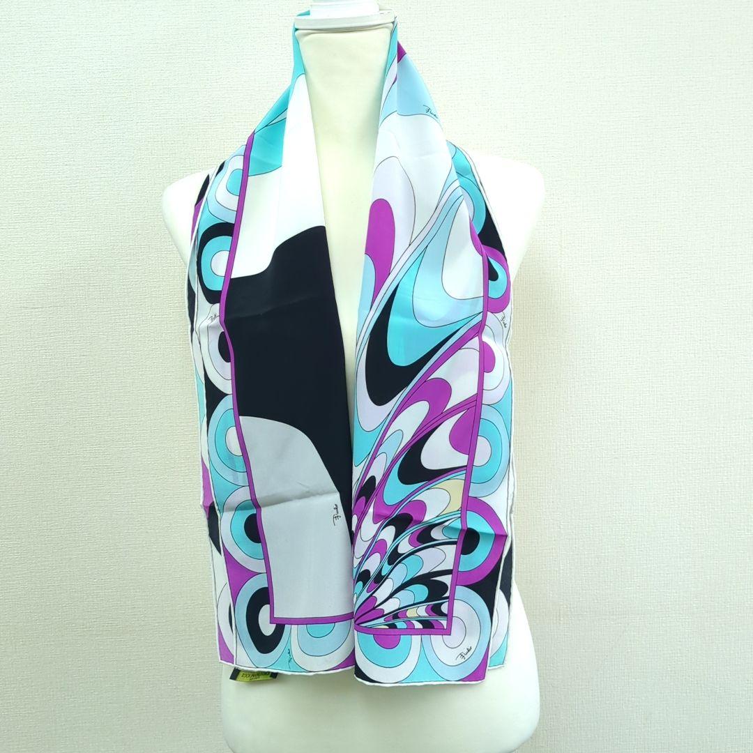 エミリオプッチ スカーフ ブルー パープル ブラック ホワイト EMILIO PUCCI（エミリオプッチ） スカーフ EP5 メンズ シルク ポケット