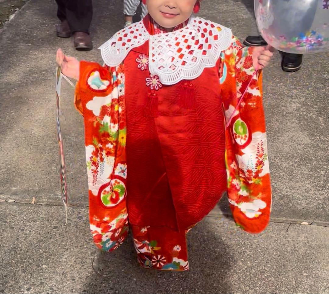 七五三　３歳　着物　アンティーク　被布　セット　正絹 七五三 着物 3歳 正絹 フルセット 女の子 友禅 絵羽柄の着物 被布