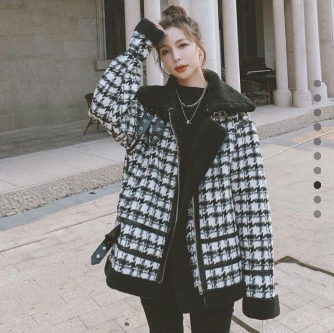 グレンチェック チェスターコート コート レディース 冬 千鳥柄コート