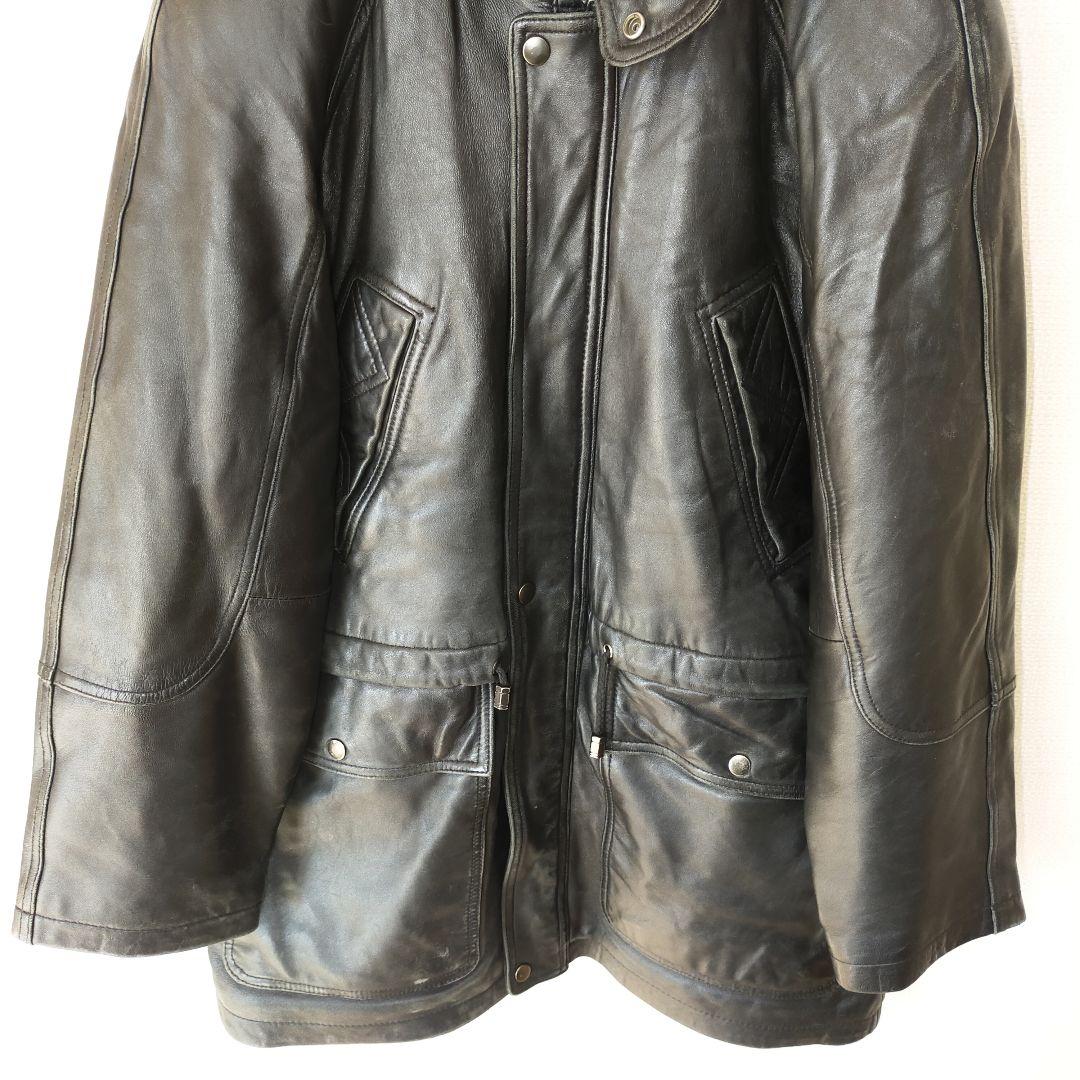 希少】ヴィンテージ オーバーサイズ レザージャケット ブラック黒 L