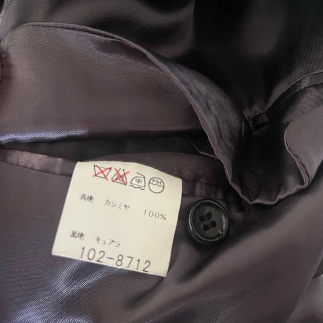 カシミヤ100% ダブルブレストチェスターコート ネイビー 日本製 - メルカリ