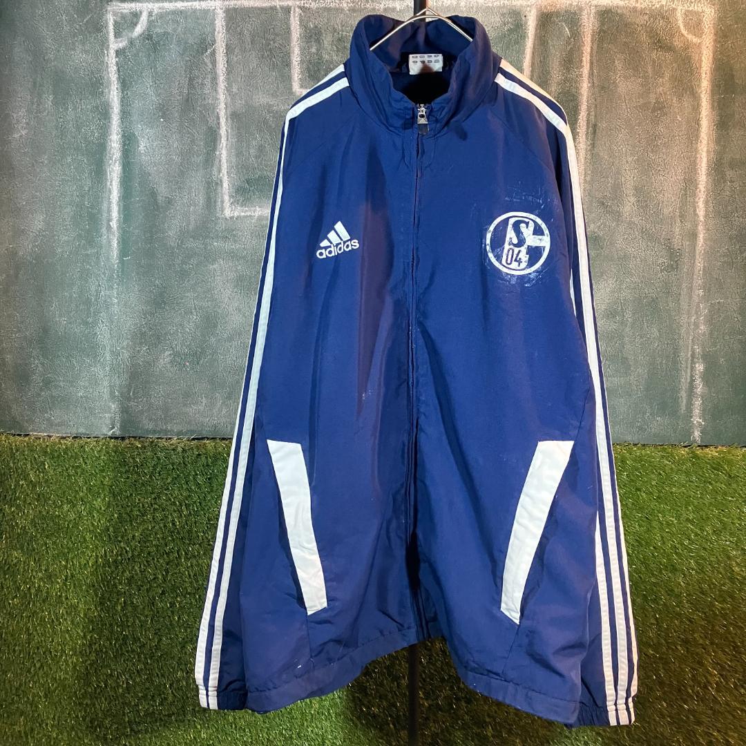 adidas シャルケ04 トラックジャケット ジャージ/上着/紺/白 XO - メルカリ