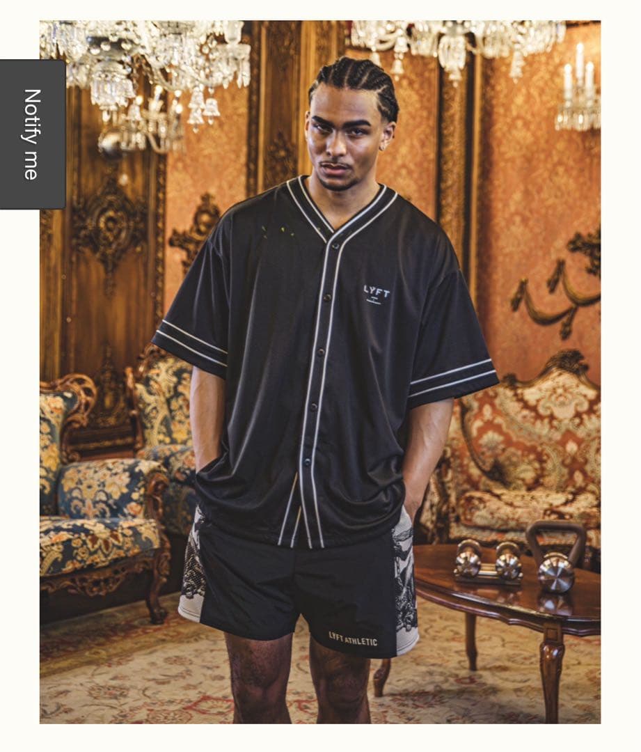 LYFT ATHLETIC メッシュベースボールシャツ ブラック LÝFT Mesh Baseball Shirt - Black