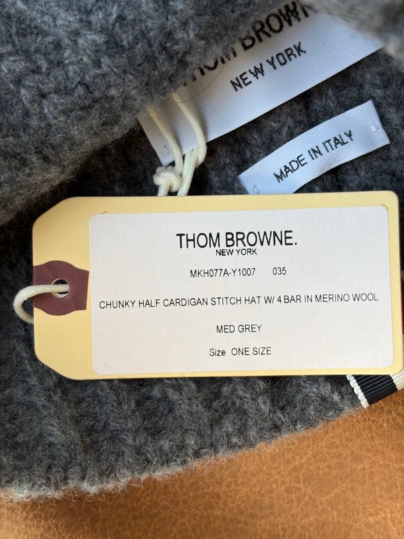 新品 《THOM BROWN》　トムブラウン　ニットビーニー　グレー