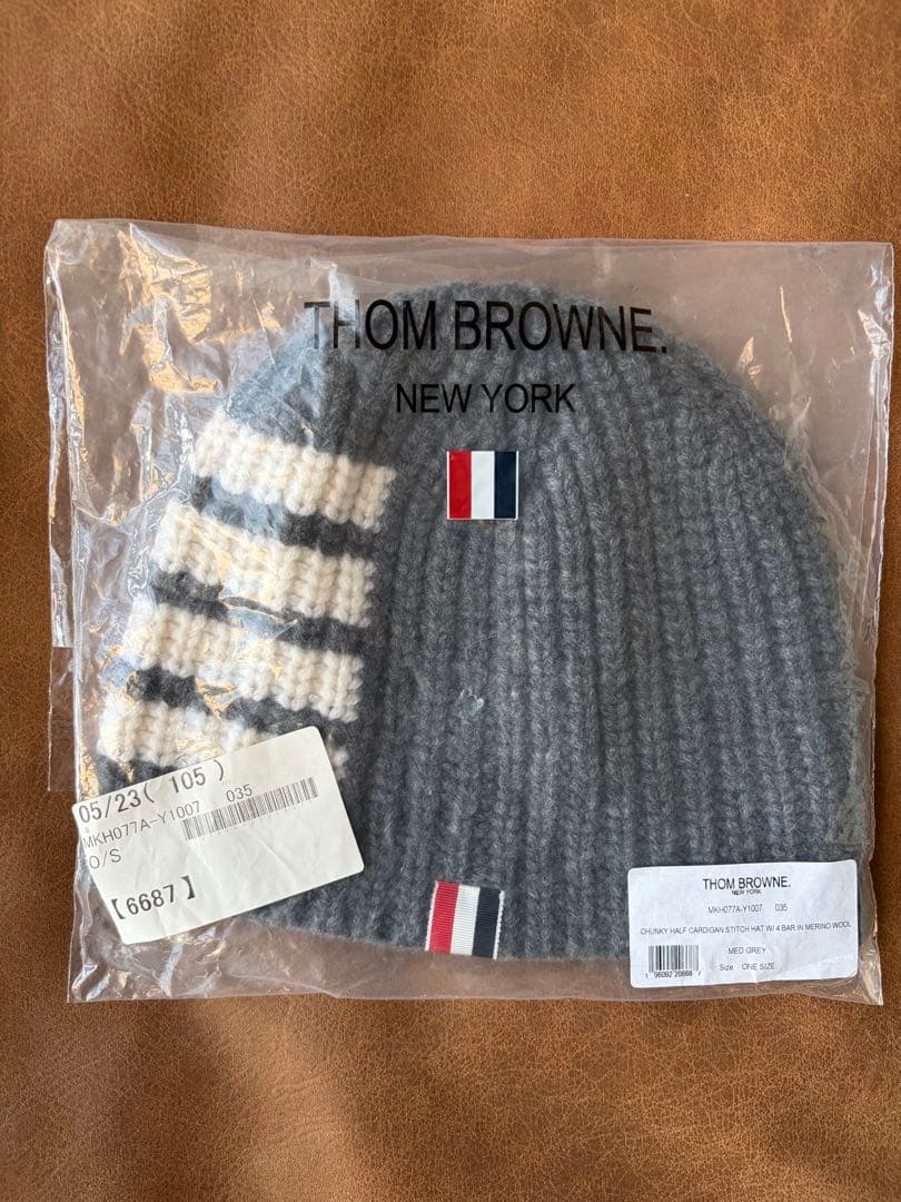 新品 《THOM BROWN》　トムブラウン　ニットビーニー　グレー