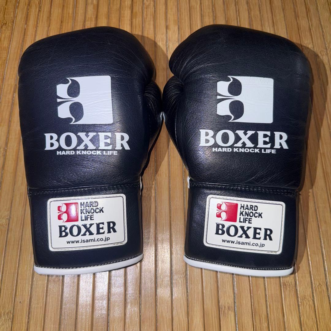 ISAMI BOXER 試合用 ボクシンググローブ 10oz 紐式　黒 1653_01s.jpg