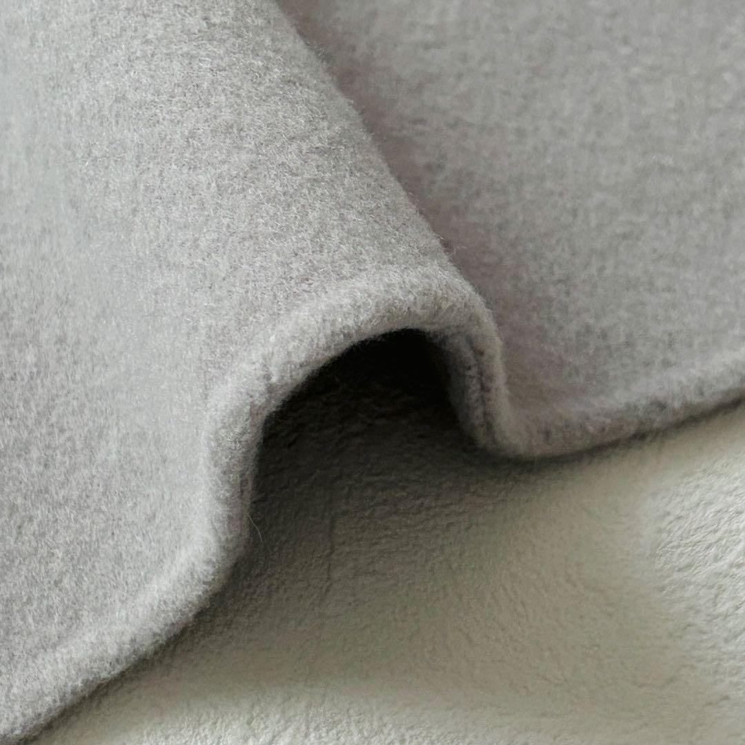 2944Z 美品 ノーク ロングリバーコート ノーカラー ベルト付き 毛 S