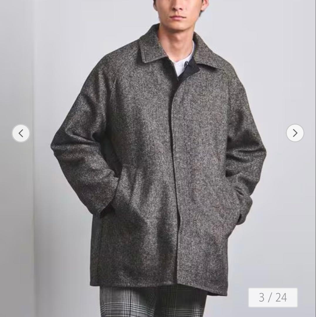 定価¥69960】ツイード ハーフ ステンカラーコート L グレー