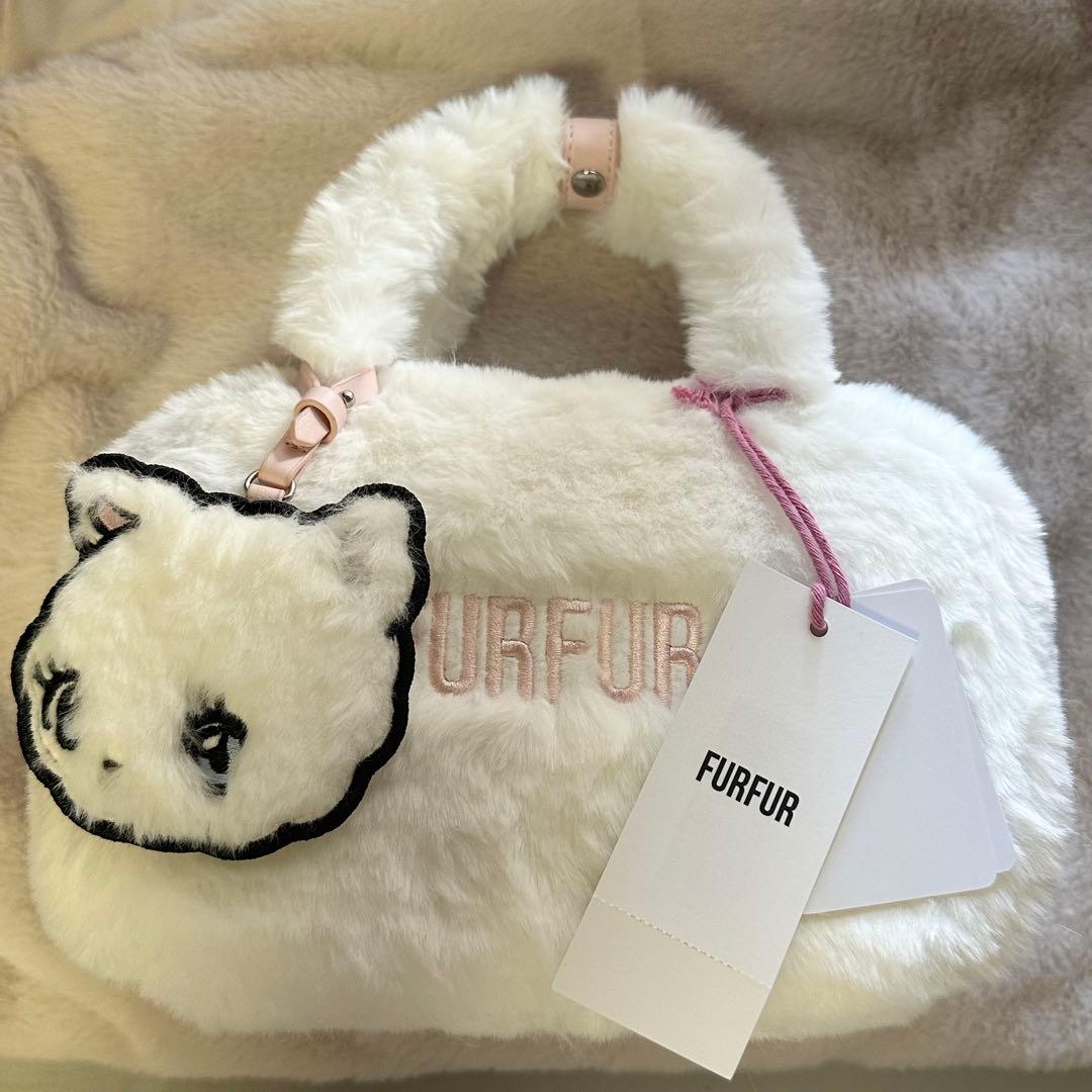 【新品・未使用】FURFUR ねこ エコファー スクエアボストンバッグ FURFUR（ファーファー） ボストンバッグ 「ZOZO限定カラー」エコファー