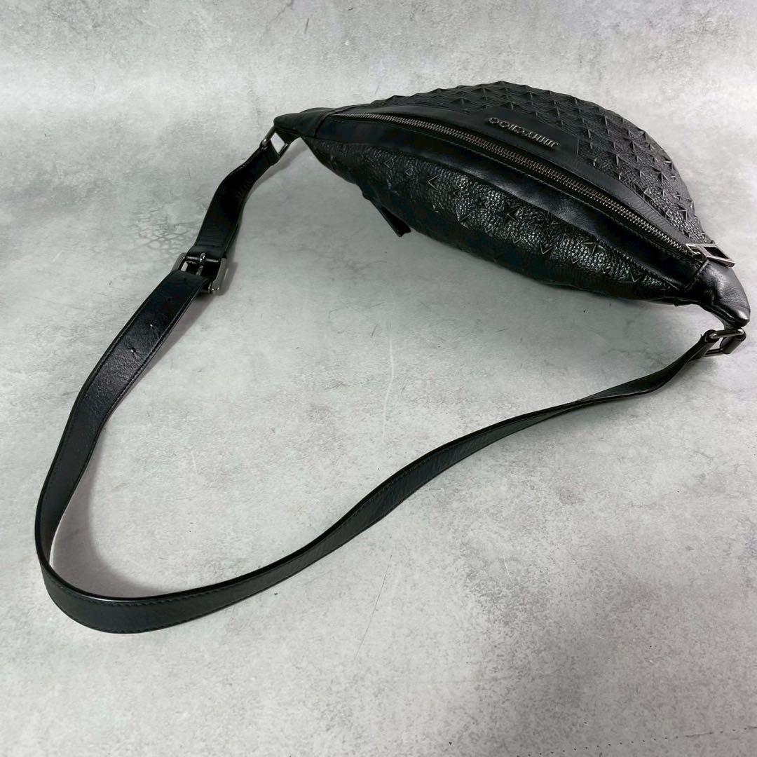 極美品】ジミーチュウ ボディバッグ ウエスト エンボス 総柄 黒 スター